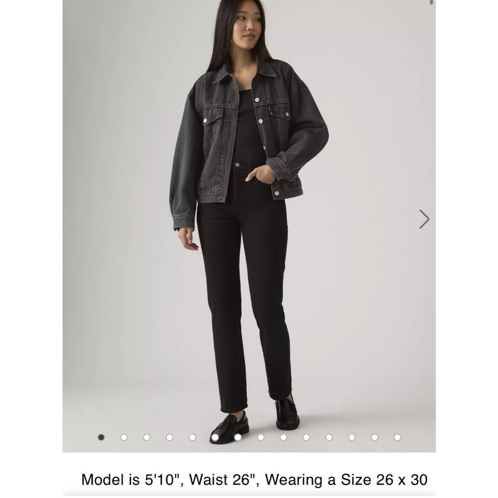 NWT Levi's 26 x 28 Wedgie Straight Ankle Jeans Button fly Black Denim *FLAWED*